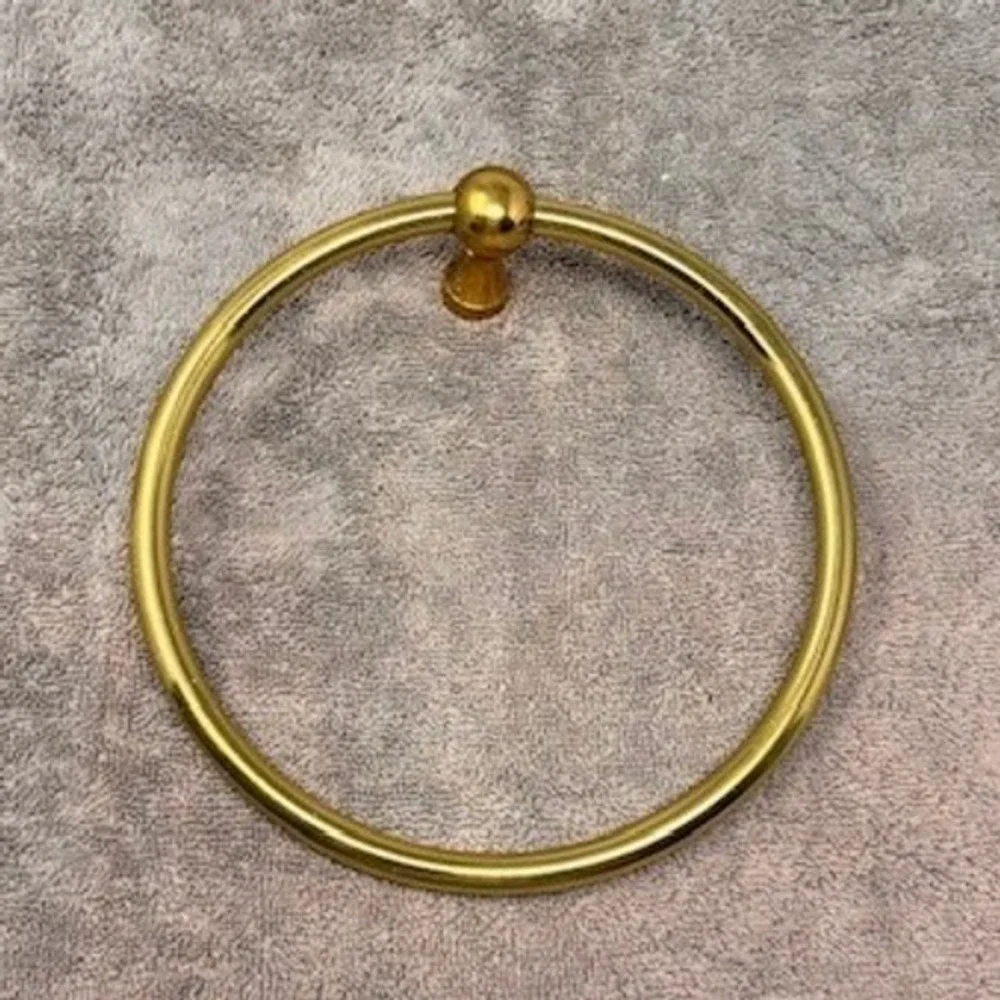 Vintage Brass Towel Ring Round Bathroom Wall Mount Holder Gold Tone Traditional